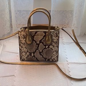 Michael Kors gold snakeskin satchel - brown & grey